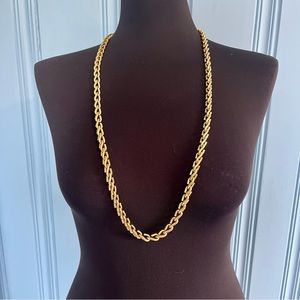 Signed Pilar Crespi 36” Gold Tone Thick Open S-Link Necklace Vintage Doubled
